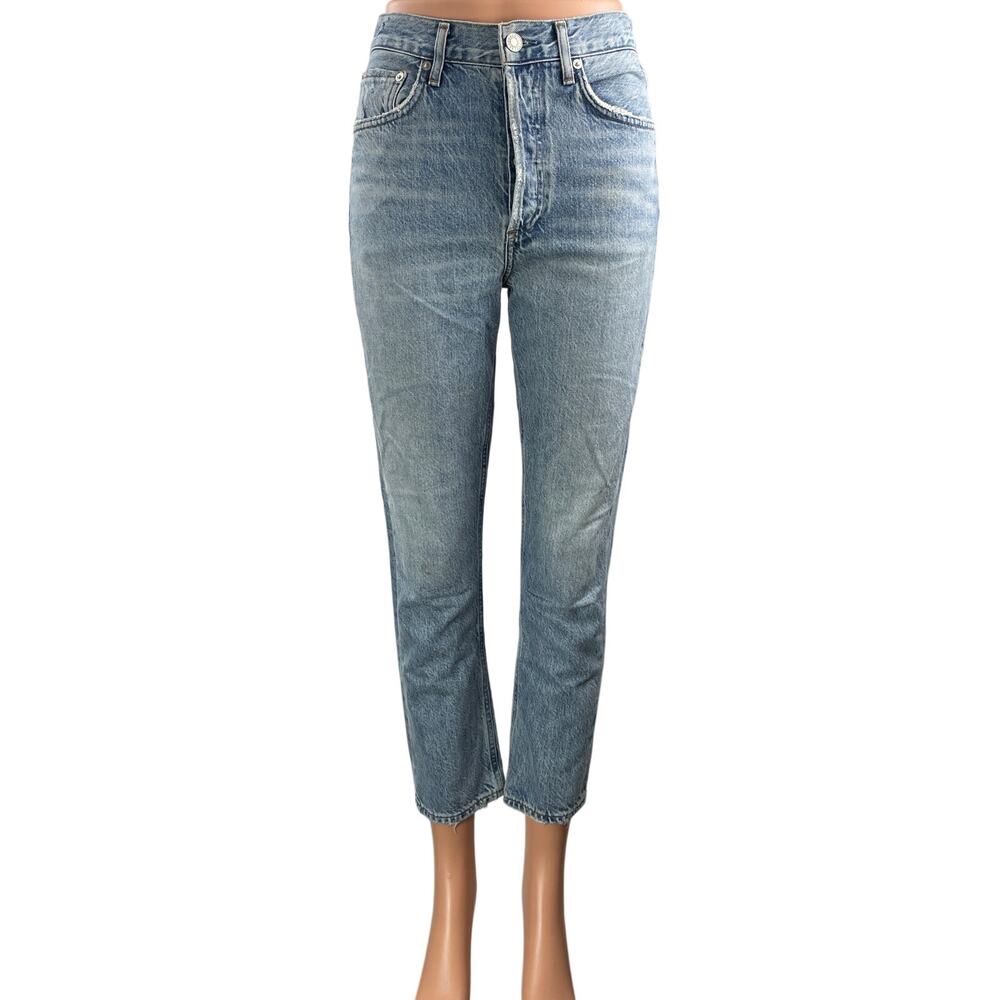 AGOLDE Womens Blue Light Wash High Waisted Cropped Straight Denim Jeans Pants 23